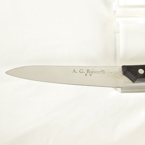 A. G. Russell Utility Knife/Chef 8W, 6" Fixed Blade, Full Tang w/ Wood H., Japan - Picture 4 of 8